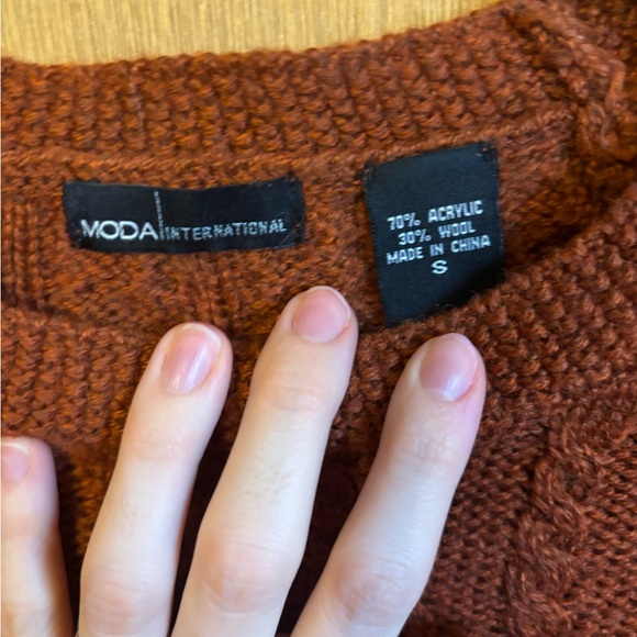 Moda International wool blend flutter sleeve sweater top - Picture 3 of 3